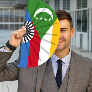 Éventails pliants en bambou avec drapeau des <span class=keywords><strong>Comores</strong></span>, vente en gros, pour carnaval, mariage, festival, fête, agence de <span class=keywords><strong>voyage</strong></span> - Product Image 3