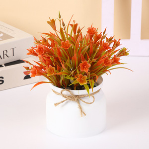 <span class=keywords><strong>Pot</strong></span> de plantation artificiel avec corde de chanvre, herbe de narcisse, plante d'imitation, fleurs artificielles décoratives de bureau, fausse verdure - Product Image 3