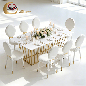 Gold Contemporary Stainless Steel & MDF <b>Top</b> Rectangular Wedding Dining <b>Table</b> for Hotel Furniture - Product Image 3