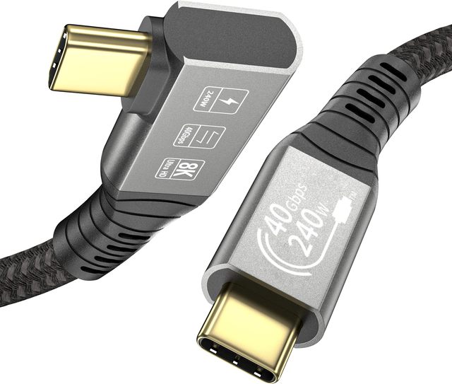 90 Degree USB 4 Thunderbolt 4 / 3 USB C Cable 100W Charging, 8K Display/Dual 4K 40gbps Data Audio Video Type C to Type C Cable