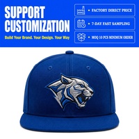 Gorra de Béisbol Personalizada con Logotipo Bordado, Estructurada, Transpirable, de 6 Paneles, con Visera Plana, de Algodón, a la Moda, con Cierre a Presión para Hombre