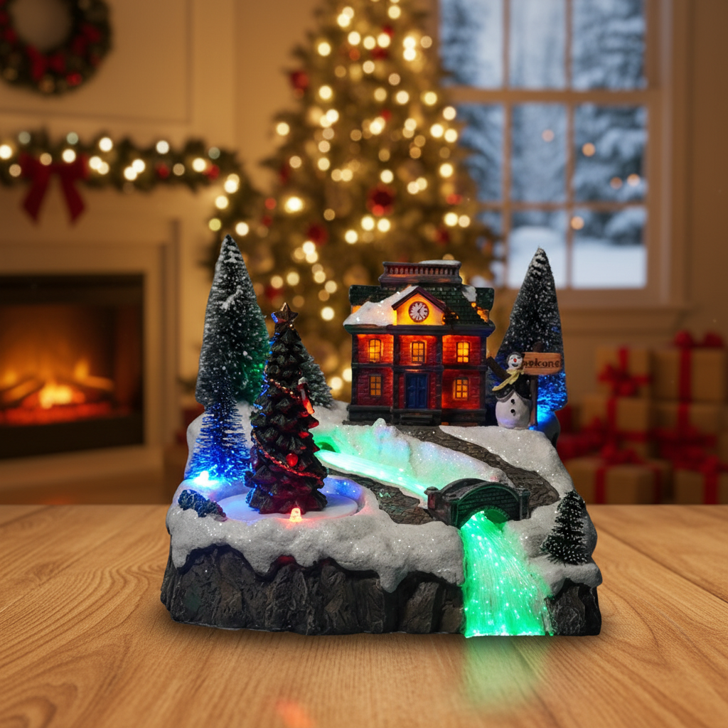 TOY SHOP クリスマス　置物　イルミネーション　ファイバーハウス ユニークなファイバーオプティッククリスマスビレッジハウスで