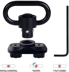 ตัวหมุนสายสะพายแบบปลดเร็ว QD ทำจากอลูมิเนียมอัลลอยด์ความแข็งแรงสูง พร้อมกลไกบอลล็อค สีดำเคลือบอะโนไดซ์ อุปกรณ์เสริมทางยุทธวิธีสำหรับกิจกรรมกลางแจ้ง - Product Image 1
