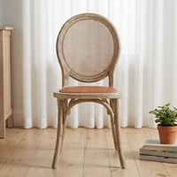 Nouvelle Arrivée Chaise de Salle à Manger en Rotin Naturel Lavé avec Dossier en Canne, Chaise de Salle à Manger en Rotin Français pour Événements de Mariage