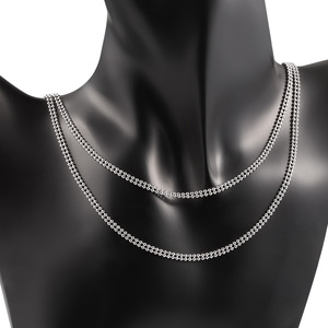 Nueva llegada 3mm de ancho tamaño pequeño cuentas dobles cadena 304L titanio Acero inoxidable collar gargantilla joyería hallazgos componentes - Product Image 4
