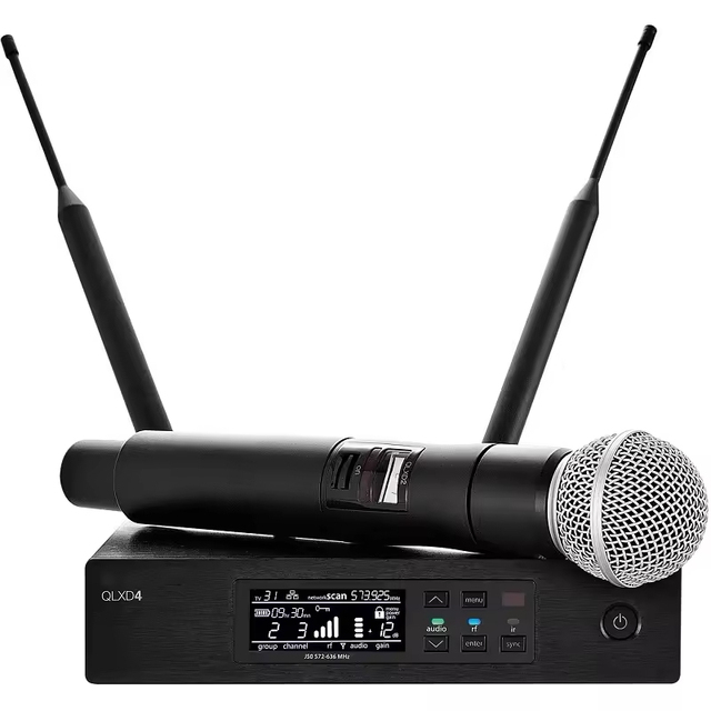 Professional Wireless Handheld Dynamic Microphone QLXD4 Cardioid Polar Pattern Metal Construction Noise Cancelling for Karaoke