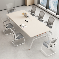 Table de conférence en bois pour bureau, longue table de réunion pour discussion professionnelle multi-personnes