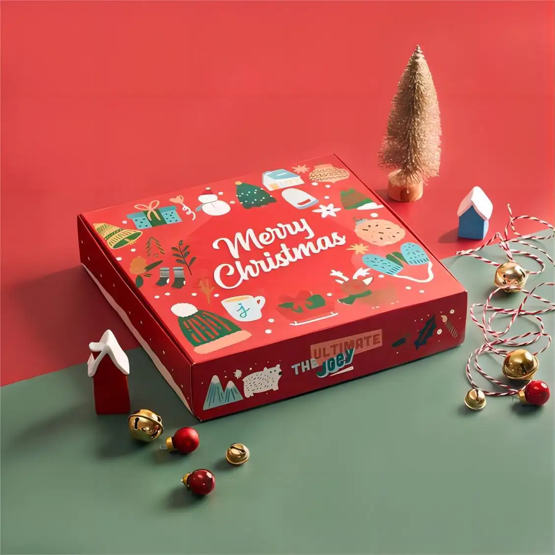 مصنع قابل للتحلل الحيوي يعرض جميل هدية عيد الميلاد صندوق بريد مضلع للحلوى والشوكولاتة