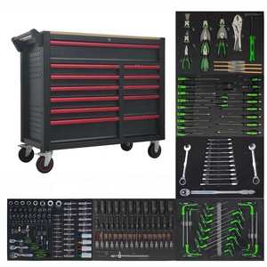 Promotion du Nouvel An CE 2026, armoire en acier laminé <span class=keywords><strong>à</strong></span> froid robuste, 200 pièces, ensemble d'outils <span class=keywords><strong>à</strong></span> main de couleur verte, OEM, sur roulettes, garantie de 3 ans - Product Image 1