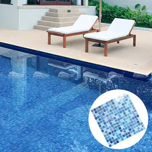 Bluwhale 20x20mm Hot Fusione Mosaico Piscina Blu Iridescente Mosaico di Cristallo Piastrelle di Vetro Bagno Decorazione Della Parete Della Piscina