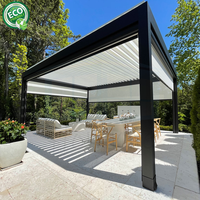 Pergola extérieure moderne à toit en persiennes en aluminium bioclimatique avec éclairage RVB pour arrière-cour