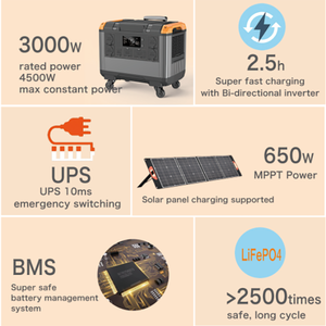 <span class=keywords><strong>Station</strong></span> d'alimentation multifonction OEM 3000W avec support de charge rapide, système de stockage d'énergie solaire, portable pour l'extérieur et la charge rapide - Product Image 5