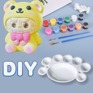 12-kleuren Niet-Giftige 3d Gips Pop Schilderij Kit Met 3 Penselen Doe-Het-Zelf Ambachtelijke Cadeau Set Voor Kinderfeestjes Compleet Tekenspeelgoed - Product Image 3