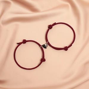 2Pcs Set Handmade Adjustable Heart Magnet Bond <strong>Touch</strong> <strong>Long</strong> <strong>Distance</strong> Love Friendship Couple Matching Rope <strong>Bracelet</strong> - Product Image 6