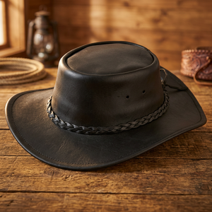 100% Original Black Genuine Leather Cowboy <b>Hat</b> BS International Adult Unisex Fashion Customized Design Four Seasons Cycling - Product Image 1