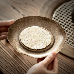 Handmade Hammered Copper <b>Tea</b> Tray Round Pot Stand For Teapot Dry Brewing <b>Tea</b> <b>Set</b> Accessories Dehua Origin First Class Quality - Product Image 1