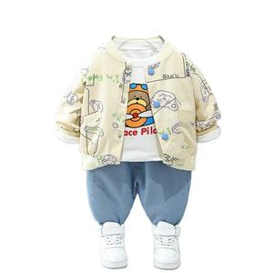 Conjunto de Primavera para Bebê Novo, <span class=keywords><strong>1</strong></span>-4 Anos, Menino, Três Peças, Roupas de Primavera e Outono com Estampa de Desenho Animado - Product Image 1