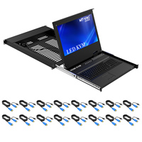 MT-ViKI 17.3" LED untuk 16 Port + 16 Paket Kabel 1U Rak KVM Console Drawer untuk Komputer