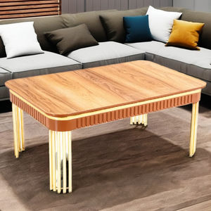 Mesa de Centro Moderna de Madera y Metal, Estilo Antiguo, Mueble Duradero para Sala de Estar - Product Image 1