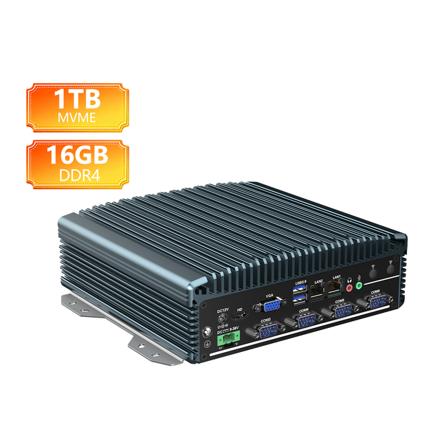Fanless Industrial Grade Embedded Controller Intel I3 I5 I7 CPU DDR4 RAM SSD Dual LAN Dustproof Waterproof Industrial Mini Pc
