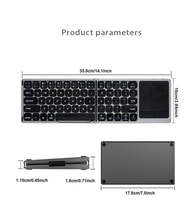 Nouveau clavier portable sans fil BT en plastique pliable avec pavé tactile ultra fin rechargeable pour téléphone portable et tablette