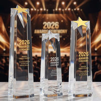 Trophée étoile en cristal K9 personnalisé, plaque pilière inclinée gravée sur mesure pour la reconnaissance des champions des ventes et l'excellence corporative