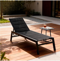 Chaise longue Homful en aluminium noir avec dossier inclinable réglable, chaise longue de patio, chaise longue de jardin, chaise longue de piscine