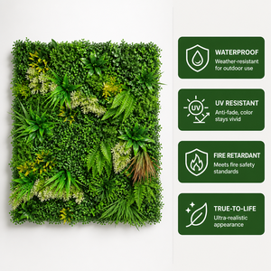 Panneau mural végétal <span class=keywords><strong>artificiel</strong></span>, fausse haie de buis, jardin vertical, résistant aux UV, imperméable, décoration verte pour l'intérieur et l'extérieur - Product Image 2