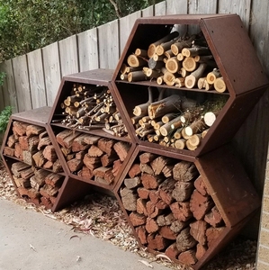 HUIDING Outdoor Honeycomb Cold-Rolled Steel Firewood <strong>Log</strong> Rack Set for Backyard, Patio, Lawn - Product Image 6