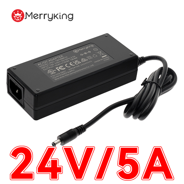 Merryking CE RoHs UL Approval 24V 5A Power Supply 120W Max Desktop Power Adapter for CCTV Cameras