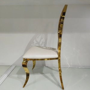Royal Elegant Gold Stainless Steel Dining Chair with Curved Backrest for Hotels <b>Restaurants</b> Weddings <b>Other</b> Special Occasions - Product Image 4