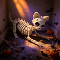 Figurine de squelette articulée d'Halloween, modèle de chat en plastique, accessoire effrayant pour maison hantée, cimetière, jardin, fête, décoration de table