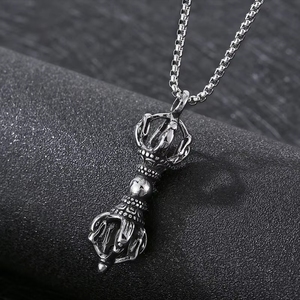 <span class=keywords><strong>Collier</strong></span> pendentif croix Vajra en acier titane, style streetwear, chaîne épaisse pour pull, pour hommes, bijoux de mode unisexe - Product Image 4