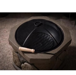 Foyer d'extérieur octogonal de 21 pouces Foyer en pierre naturelle avec support à oxyde de magnésium et charbon de bois - Product Image 3