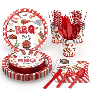 Juego de Vajilla Desechable Premium para Fiestas de Barbacoa, Platos y Vasos de Papel para Barbacoa, Picnic y Celebraciones - Product Image 1