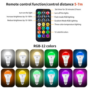 Đèn <span class=keywords><strong>LED</strong></span> cầm tay sạc <span class=keywords><strong>USB</strong></span>, dùng ngoài trời, khẩn cấp, cắm trại, điều khiển từ xa, <span class=keywords><strong>RGB</strong></span>, điều chỉnh nhiệt độ màu 12 sắc, chân đèn E26 - Product Image 6