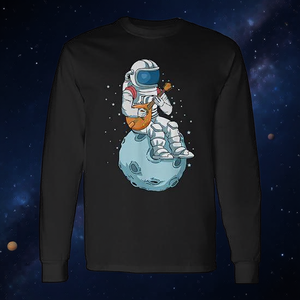 Camiseta de manga larga con estampado de astronauta tocando mandolina, música country, bluegrass - Product Image 3