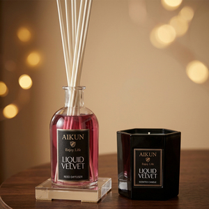 Aikun Linen Black 100ml Round Glass Label Custom Scent Long Lasting Low MOQ Reed Diffuser Candle <b>Gift</b> Set for Holiday Decor - Product Image 2
