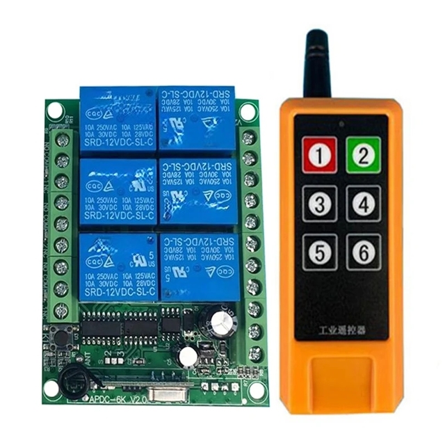 DC 12V 24V 6CH RF Wireless Remote Control Switch Radio Receiver With 20M-2000M Long Distance Remote Controller