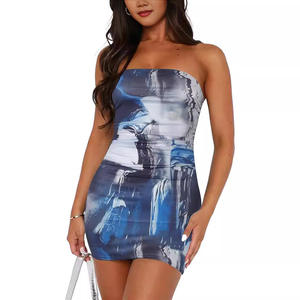 Rouge imprimé Sexy robes été femmes nouveau hors épaule sans manches mode Streetwear Mini robes femme moulante robes élégantes - Product Image 3