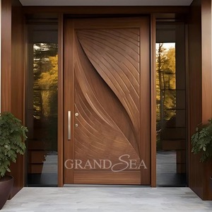 Porte d'entrée résidentielle de luxe en bois massif sculpté 3D, étanche et insonorisée – Nouveaux designs - Product Image 2