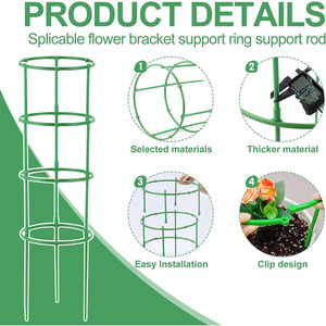 <span class=keywords><strong>Support</strong></span> de plante en forme de demi-cercle pour jardin, cage à fleurs, <span class=keywords><strong>support</strong></span> de plante, tige de fixation pour la croissance des <span class=keywords><strong>plantes</strong></span>, <span class=keywords><strong>support</strong></span> de grimpant pour vigne, piquet de maintien en fibre de verre PE - Product Image 4