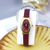 Montres YuSa1491 personnalisées avec logo ovale minimaliste en cuir PU pour femmes, montre à quartz tendance avec boîtier en alliage