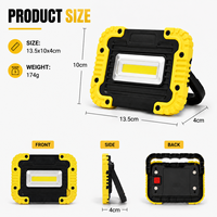 Lampe de travail LED COB à piles de 650 lumens, magnétique, portable, pour l'inspection, la réparation en garage, les situations d'urgence