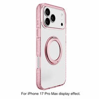 Coque transparente effet cristal de glace pour iPhone 17 Pro Max avec support magnétique rotatif, protection de caméra surélevée et cadre couleur bonbon