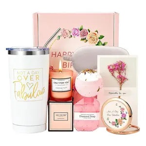 Лидер продаж, подарочные наборы для женщин, розовая Цветочная белая чашка на день рождения, новый продукт в 2024, индивидуальный подарочный набор для ухода за собой