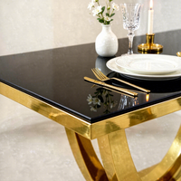 Table console de luxe en verre trempé avec base en acier inoxydable doré en forme de U, table étroite pour entrée, couloir ou salon.