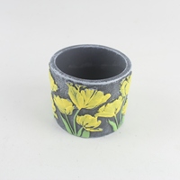 Grand pot à fleurs rustique vintage pour plantes succulentes, motif papillon et oiseau peint à la main