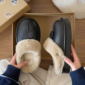 รองเท้าแตะแบบสวมครึ่งเท้าบุขนแกะสำหรับผู้หญิง รุ่นใหม่ประจำปี 2025 สำหรับฤดูใบไม้ผลิ ฤดูใบไม้ร่วง ฤดูหนาว พื้นหนาสองชั้น ทำจากผ้าขนสัตว์และผ้าฝ้าย อุ่นสบาย เหมาะสำหรับใส่กลางแจ้ง - Product Image 2
