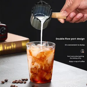 Tazza dosatrice in legno a doppia bocca da 180 ml per caffè e latte, con design nordico minimalista e motivo verticale, tazza per mescolare - Product Image 2